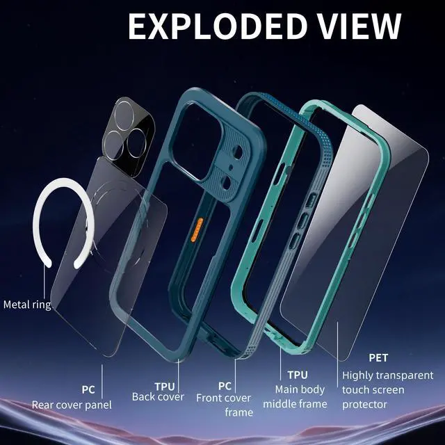Alt view image 5 of 7 - WERLEO for iPhone 17 Pro Waterproof Case Compatible with MagSafe, Magnetic Waterproof Full Body IP68 Underwater Case Built-in Screen Protector Military Grade Shockproof Phone Cover with Lanyard Blue