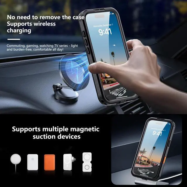 Alt view image 2 of 7 - WERLEO for iPhone 17 Waterproof Case Compatible with MagSafe, Magnetic Waterproof Full Body IP68 Underwater Case Built-in Screen Protector Military Grade Shockproof Phone Cover with Lanyard
