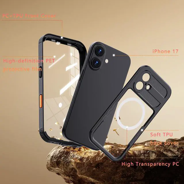 Alt view image 5 of 7 - WERLEO for iPhone 17 Waterproof Case Compatible with MagSafe, Magnetic Waterproof Full Body IP68 Underwater Case Built-in Screen Protector Military Grade Shockproof Phone Cover with Lanyard