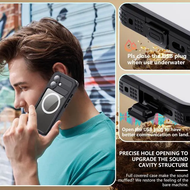 Alt view image 7 of 7 - WERLEO for iPhone 17 Waterproof Case Compatible with MagSafe, Magnetic Waterproof Full Body IP68 Underwater Case Built-in Screen Protector Military Grade Shockproof Phone Cover with Lanyard