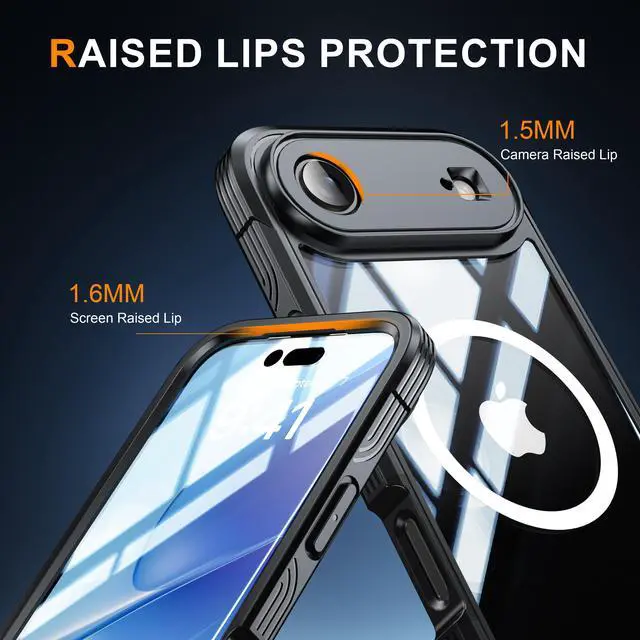 Alt view image 4 of 7 - WERLEO Magnetic Case for iPhone 17 Air with Built-in Screen Protector, Shockproof Phone Cover with Camera Protector, Compatible with MagSafe, Full Body Phone Case