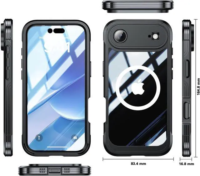 Alt view image 7 of 7 - WERLEO Magnetic Case for iPhone 17 Air with Built-in Screen Protector, Shockproof Phone Cover with Camera Protector, Compatible with MagSafe, Full Body Phone Case
