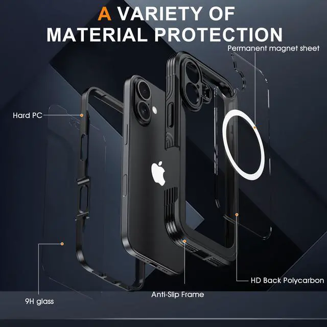 Alt view image 6 of 7 - WERLEO Magnetic Case for iPhone 17 with Built-in Screen Protector, Shockproof Phone Cover with Camera Protector, Compatible with MagSafe, Full Body Phone Case