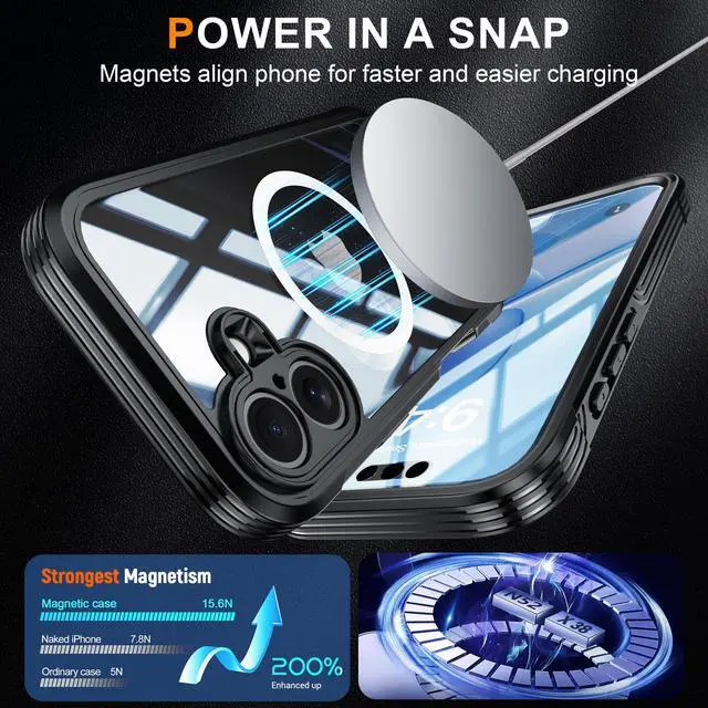 Alt view image 3 of 7 - WERLEO Magnetic Case for iPhone 17 with Built-in Screen Protector, Shockproof Phone Cover with Camera Protector, Compatible with MagSafe, Full Body Phone Case