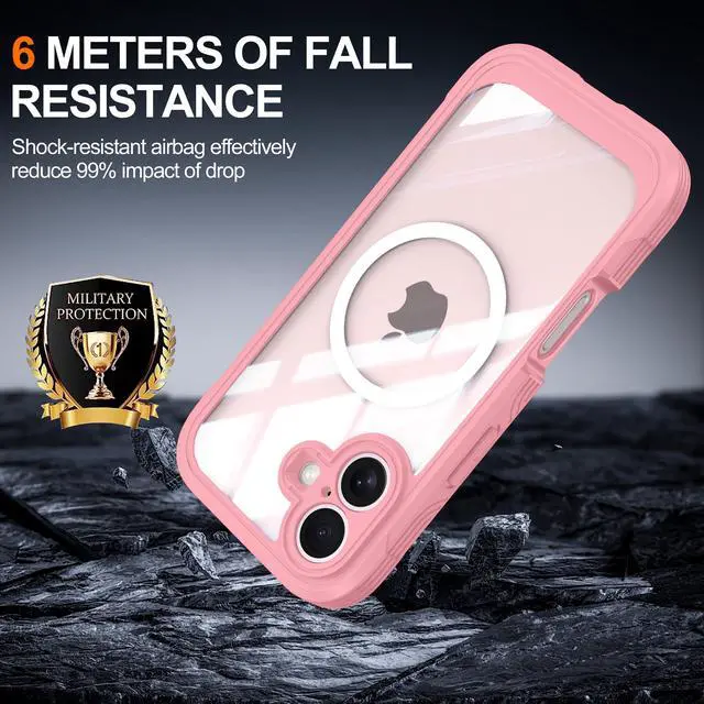 Alt view image 2 of 5 - WERLEO Magnetic Case for iPhone 17 with Built-in Screen Protector, Shockproof Phone Cover with Camera Protector, Compatible with MagSafe, Full Body Phone Case Pink