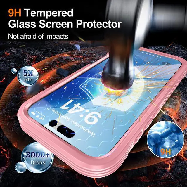 Alt view image 3 of 5 - WERLEO Magnetic Case for iPhone 17 with Built-in Screen Protector, Shockproof Phone Cover with Camera Protector, Compatible with MagSafe, Full Body Phone Case Pink