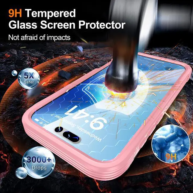 Alt view image 3 of 5 - WERLEO Magnetic Case for iPhone 17 Pro Max with Built-in Screen Protector, Shockproof Phone Cover with Camera Protector, Compatible with MagSafe, Full Body Phone Case Pink