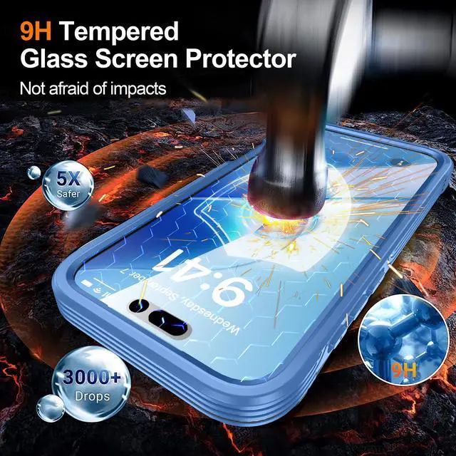 Alt view image 3 of 5 - WERLEO Magnetic Case for iPhone 17 Pro Max with Built-in Screen Protector, Shockproof Phone Cover with Camera Protector, Compatible with MagSafe, Full Body Phone Case Blue