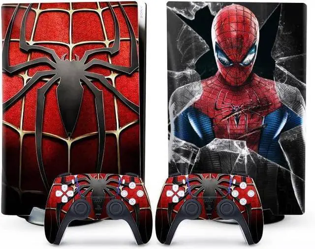 Alt view image 7 of 7 - WERLEO For PS5 Skin - Disc Edition Game Console and Controller Accessories Cover Skins PS5 Controller Skin Gift PS5 Skins for Console Full Set Red Spider