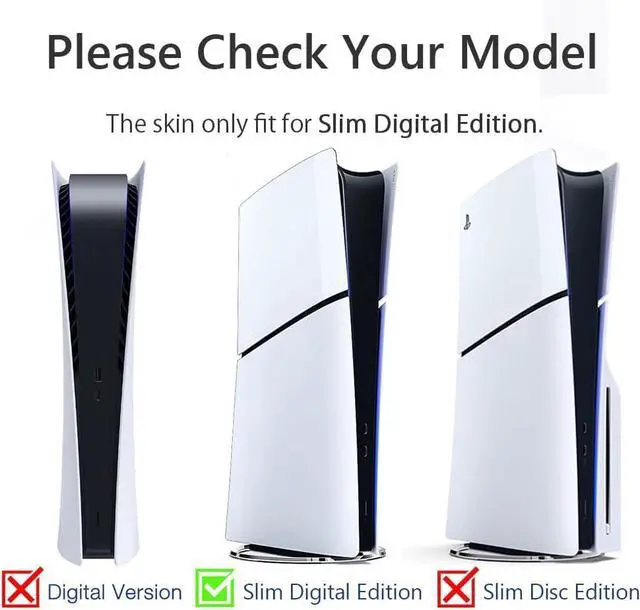 Alt view image 2 of 6 - WERLEO For PS5 Slim Digital Edition Skin - PS5 Slim Digital Edition Console and Controller Accessories Cover Skins Controller Skin Skins for Console Full Set