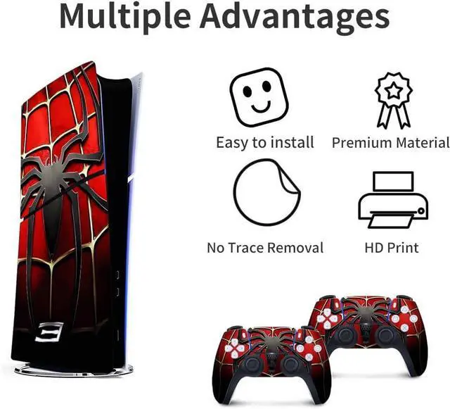 Alt view image 5 of 6 - WERLEO For PS5 Slim Digital Edition Skin - PS5 Slim Digital Edition Console and Controller Accessories Cover Skins Controller Skin Skins for Console Full Set