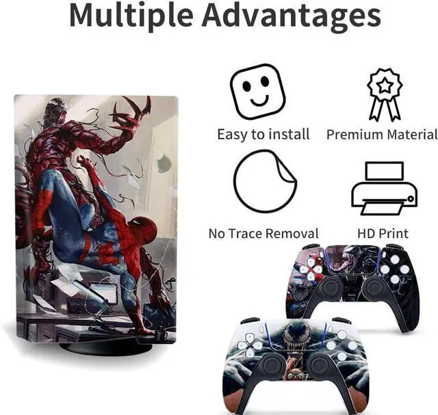 Alt view image 4 of 6 - WERLEO For PS5 Digital Edition Skin - Regular Digital Edition Console and Controller Accessories Cover Skins PS5 Controller Skin Gift ps5 Skins for Console Full Set PS5 Skin Spider