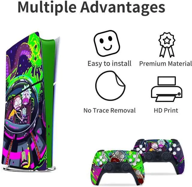Alt view image 3 of 5 - WERLEO For PS5 Slim Disc Edition Skin - Slim Disc Console and Controller Accessories Cover Skins PS5 Controller Skin Gift ps5 Skins for Console Full Set PS5 Skin