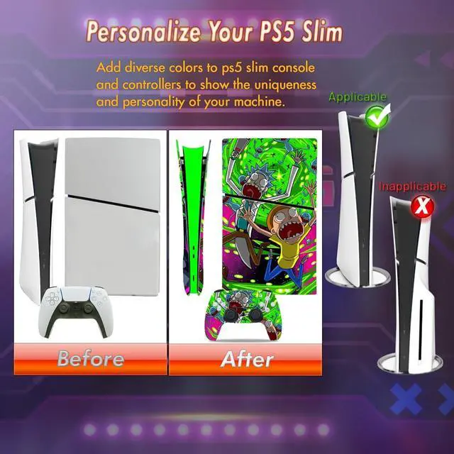 Alt view image 5 of 7 - WERLEO Skin for PS5 Slim Digital, PS5 Slim Digital Console and Controllers Accessories, Vinyl Skin Stickers for PlayStation 5 Slim Digital Edition