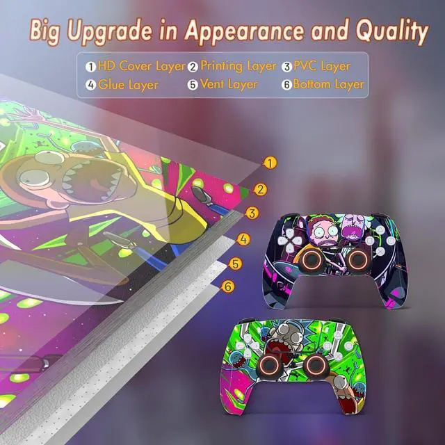 Alt view image 3 of 7 - WERLEO Skin for PS5 Slim Digital, PS5 Slim Digital Console and Controllers Accessories, Vinyl Skin Stickers for PlayStation 5 Slim Digital Edition