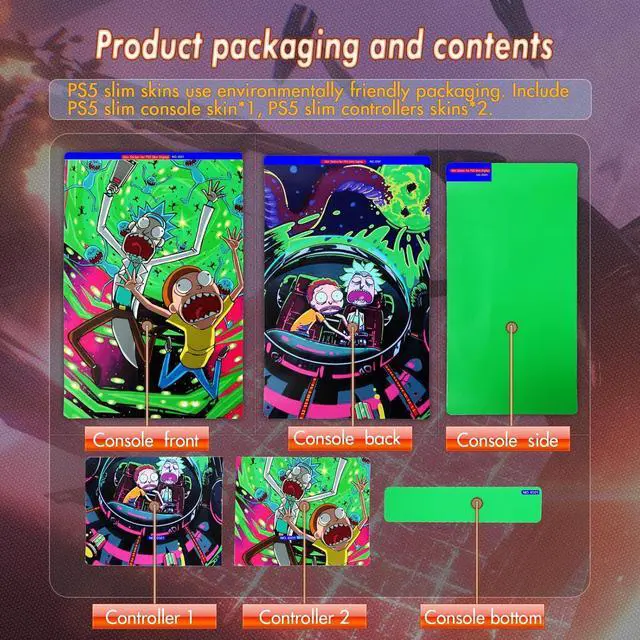 Alt view image 7 of 7 - WERLEO Skin for PS5 Slim Digital, PS5 Slim Digital Console and Controllers Accessories, Vinyl Skin Stickers for PlayStation 5 Slim Digital Edition