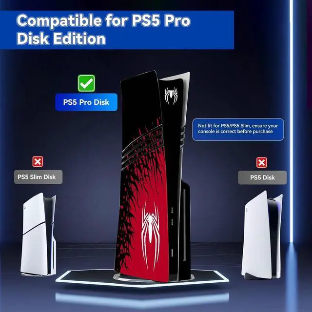Alt view image 2 of 6 - WERLEO Skin for PS5 Pro Disc Edition, PS5 Pro Disc Controllers Console Accessories Covers, Vinyl Skin Stickers for Playstation 5 Pro Disc Edition