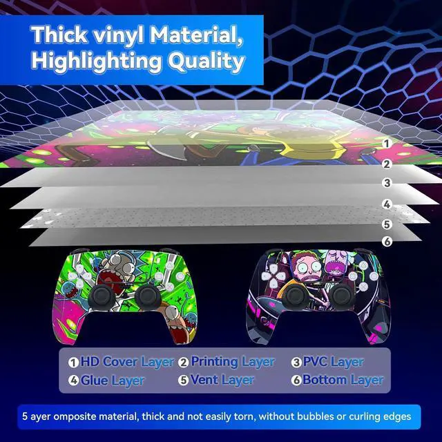 Alt view image 4 of 6 - WERLEO Skin for PS5 Pro Disc Edition, PS5 Pro Disc Console and Controllers Accessories Covers, Vinyl Skin Stickers for Playstation 5 Pro Disc Edition