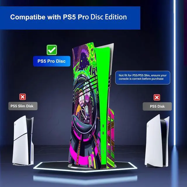 Alt view image 2 of 6 - WERLEO Skin for PS5 Pro Disc Edition, PS5 Pro Disc Console and Controllers Accessories Covers, Vinyl Skin Stickers for Playstation 5 Pro Disc Edition