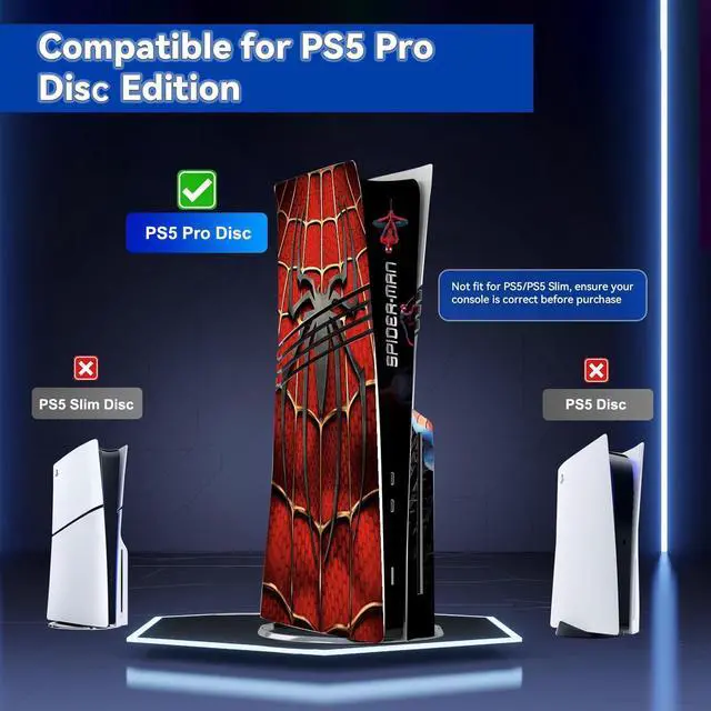 Alt view image 2 of 6 - WERLEO Decal Skin for PS5 Pro Disc Edition, PS5 Pro Disc Console and Controllers Accessories Covers, Vinyl Skin Stickers for Playstation 5 Pro Disc Edition