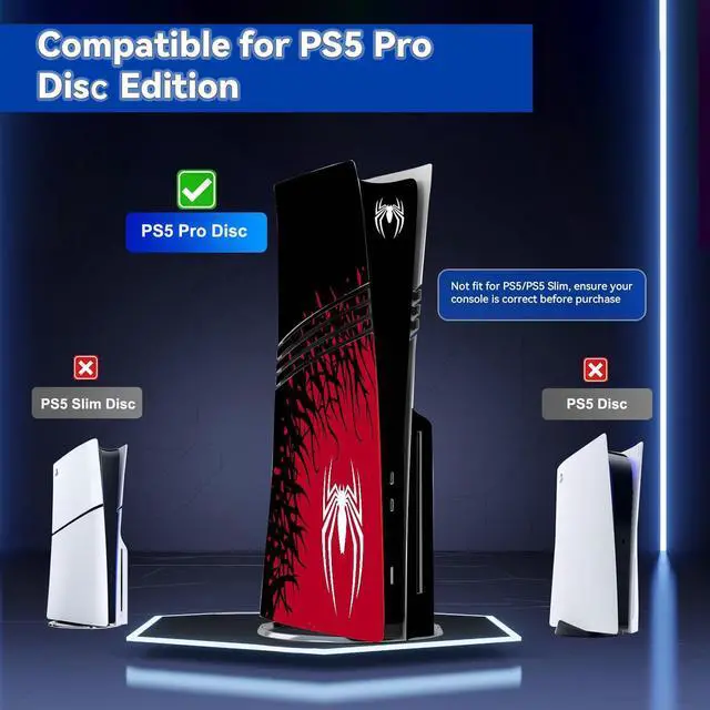 Alt view image 2 of 6 - WERLEO Skin for PS5 Pro Disc Edition, PS5 Pro Disc Controllers Console Accessories Covers, Vinyl Skin Stickers for Playstation 5 Pro Disc Edition