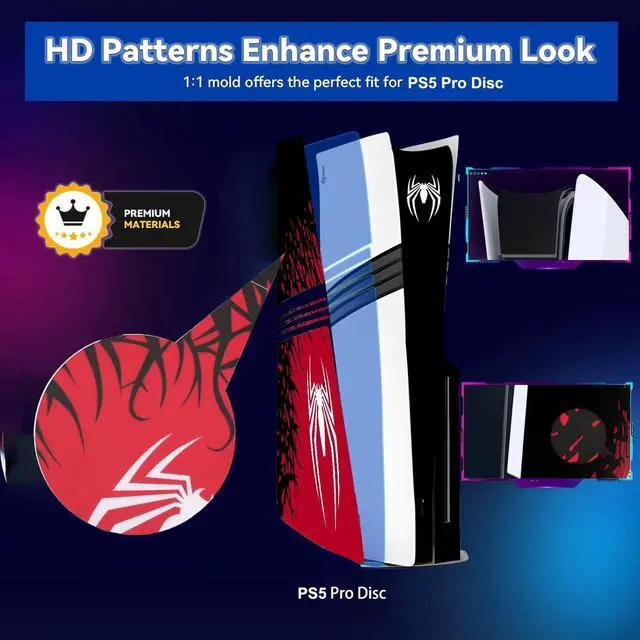 Alt view image 3 of 6 - WERLEO Skin for PS5 Pro Disc Edition, PS5 Pro Disc Controllers Console Accessories Covers, Vinyl Skin Stickers for Playstation 5 Pro Disc Edition