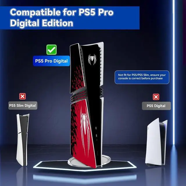 Alt view image 2 of 6 - WERLEO Skin for PS5 Pro Digital Edition, PS5 Pro Digital Controllers Console Accessories Covers, Vinyl Skin Stickers for Playstation 5 Pro Digital Edition