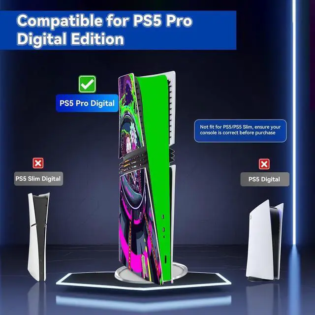 Alt view image 3 of 6 - WERLEO Decal Skin for PS5 Pro Digital, PS5 Pro Digital Console and Controllers Accessories Covers, Vinyl Skin Stickers for PS5 Pro Digital Edition