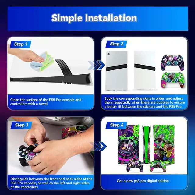 Alt view image 6 of 6 - WERLEO Decal Skin for PS5 Pro Digital, PS5 Pro Digital Console and Controllers Accessories Covers, Vinyl Skin Stickers for PS5 Pro Digital Edition