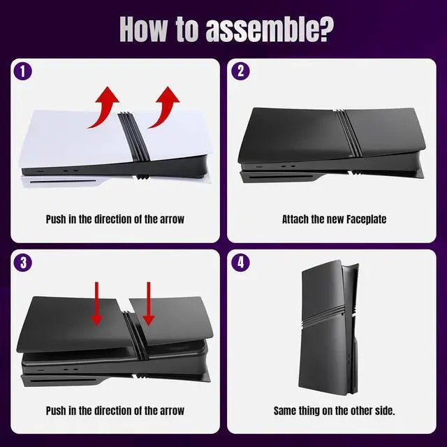 Alt view image 2 of 7 - WERLEO FacePlates for PS5 Pro Disc Edition Cover Plate for PS5 Pro Premium ABS Replacement Plates Anti-Scratch Dustproof Protective Shell Case for PlayStation 5 Pro Disc Version