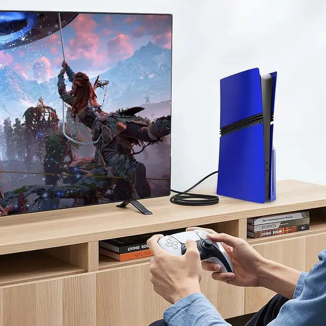 Alt view image 6 of 7 - WERLEO FacePlates for PS5 Pro Disc Edition Cover Plate for PS5 Pro Premium ABS Replacement Plates Anti-Scratch Dustproof Protective Shell Case for PlayStation 5 Pro Disc Version Blue