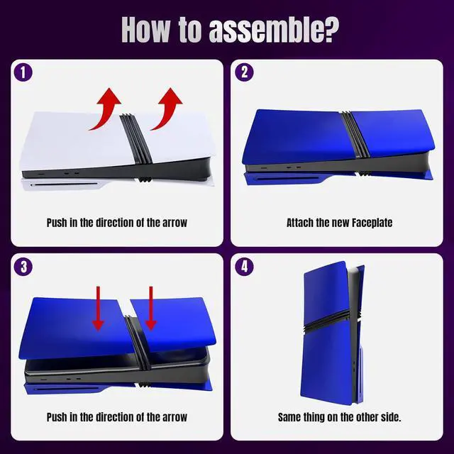 Alt view image 2 of 7 - WERLEO FacePlates for PS5 Pro Disc Edition Cover Plate for PS5 Pro Premium ABS Replacement Plates Anti-Scratch Dustproof Protective Shell Case for PlayStation 5 Pro Disc Version Blue