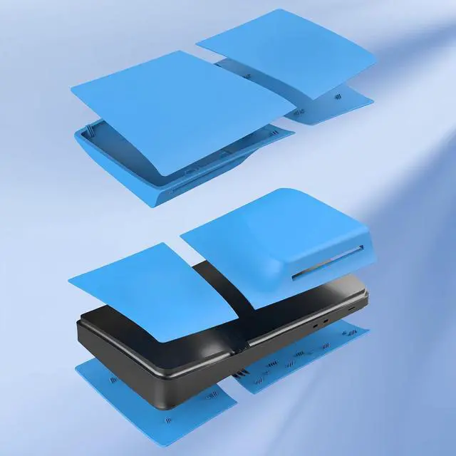 Alt view image 3 of 7 - WERLEO FacePlates for PS5 Pro Digital Edition Wedorat Cover Plates for PS5 Pro Digital ABS Anti-Scratch Dustproof Protective Shell Replacement FacePlate for PlayStation 5 Pro Digital Light Blue