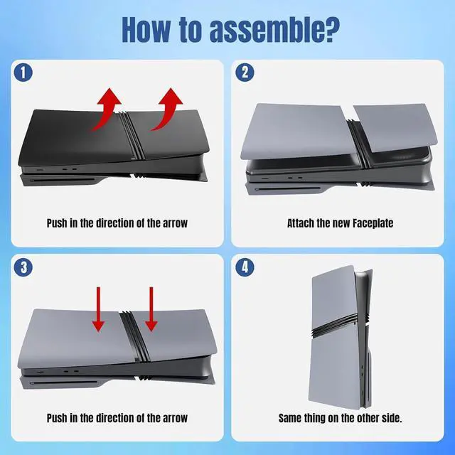 Alt view image 2 of 7 - WERLEO FacePlates for PS5 Pro Digital Edition Wedorat Cover Plates for PS5 Pro Digital ABS Anti-Scratch Dustproof Protective Shell Replacement FacePlate for PlayStation 5 Pro Digital Grey