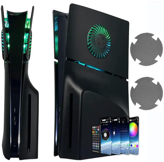 Main image of WERLEO Faceplate for PS5 Slim Disc Edition with RGB Light Strip and Dust Filter with Cooling Vents DOBEWINGDELOU 400+ Effects LED Light Ring Console Face Plate Cover DIY Decoration Kit Accessories