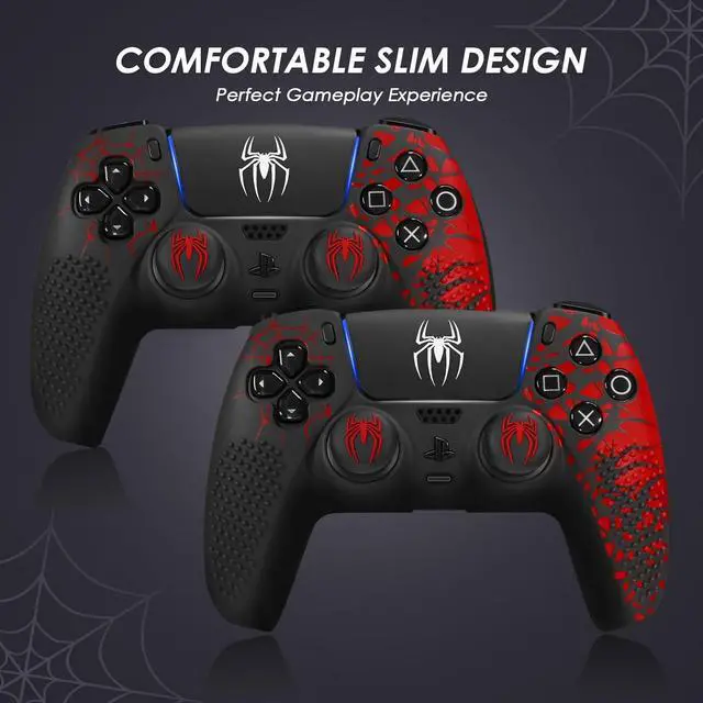 Alt view image 2 of 7 - WERLEO Anti-Slip Controller Skin for PS5 Controller, Accessories, Silicone Cover Case with Thumb Grip Gaps and Touch Pad Sticker 2 Pack