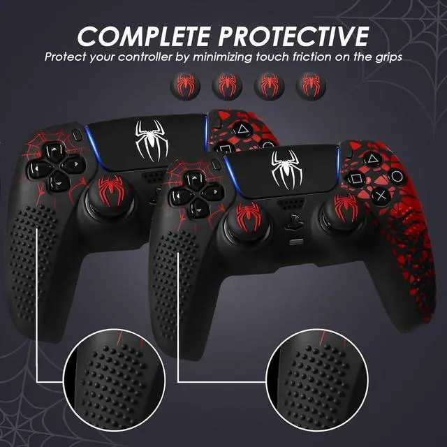 Alt view image 4 of 7 - WERLEO Anti-Slip Controller Skin for PS5 Controller, Accessories, Silicone Cover Case with Thumb Grip Gaps and Touch Pad Sticker 2 Pack