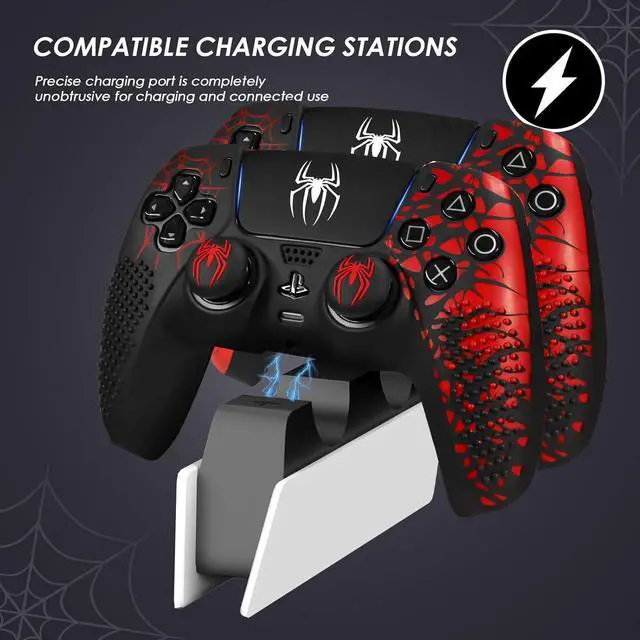 Alt view image 6 of 7 - WERLEO Anti-Slip Controller Skin for PS5 Controller, Accessories, Silicone Cover Case with Thumb Grip Gaps and Touch Pad Sticker 2 Pack
