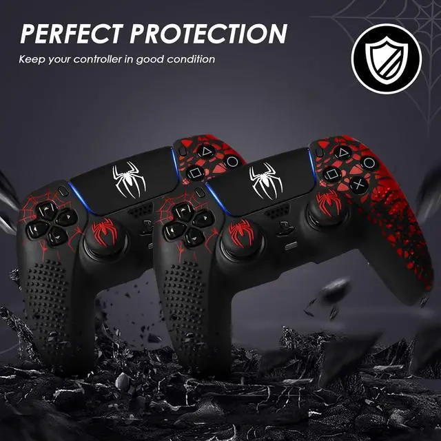 Alt view image 3 of 7 - WERLEO Anti-Slip Controller Skin for PS5 Controller, Accessories, Silicone Cover Case with Thumb Grip Gaps and Touch Pad Sticker 2 Pack