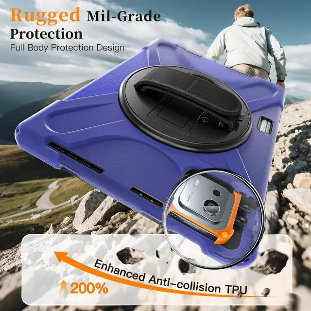 Alt view image 2 of 7 - WERLEO Case for Xiaomi Pad 7S Pro 12.5" 2025 / Xiaomi Pad 6S Pro 12.4" 2024 with Pencil Holder & Stand and Portable ShockProof Cover with Rotatable Handle Shoulder Strap Stylus Pen Navy Blue