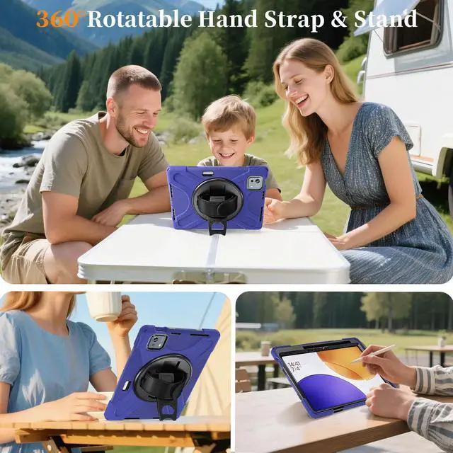 Alt view image 4 of 7 - WERLEO Case for Xiaomi Pad 7S Pro 12.5" 2025 / Xiaomi Pad 6S Pro 12.4" 2024 with Pencil Holder & Stand and Portable ShockProof Cover with Rotatable Handle Shoulder Strap Stylus Pen Navy Blue