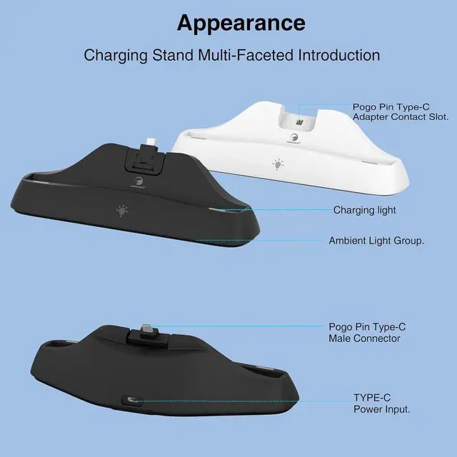 Alt view image 4 of 6 - WERLEO Charging Dock for PS Portal, [Case Friendly] Charging Stand for PlayStation Portal with ON/Off RGB Light Mode and USB C Cable, Easy-to-Plug Wide Magnetic Connector Charging Dock for PS5 Portal