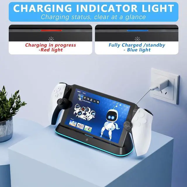 Alt view image 3 of 6 - WERLEO Charging Stand for PS Portal Remote Player, Charger Dock for PlayStation Portal,PS Portal Station with 7 RGB Light Modes and Type-C Cable