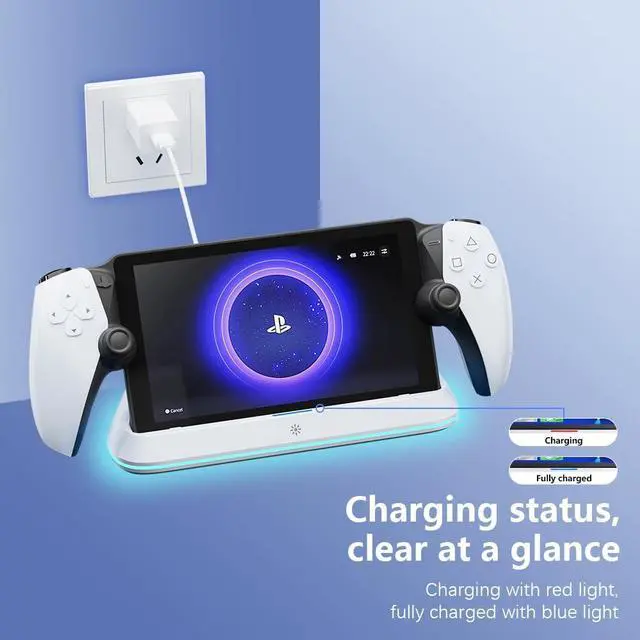Alt view image 6 of 7 - WERLEO Charging Stand for PS Portal Remote Player, Charger Dock for PlayStation Portal,PS Portal Station with 7 RGB Light Modes and Type-C Cable White