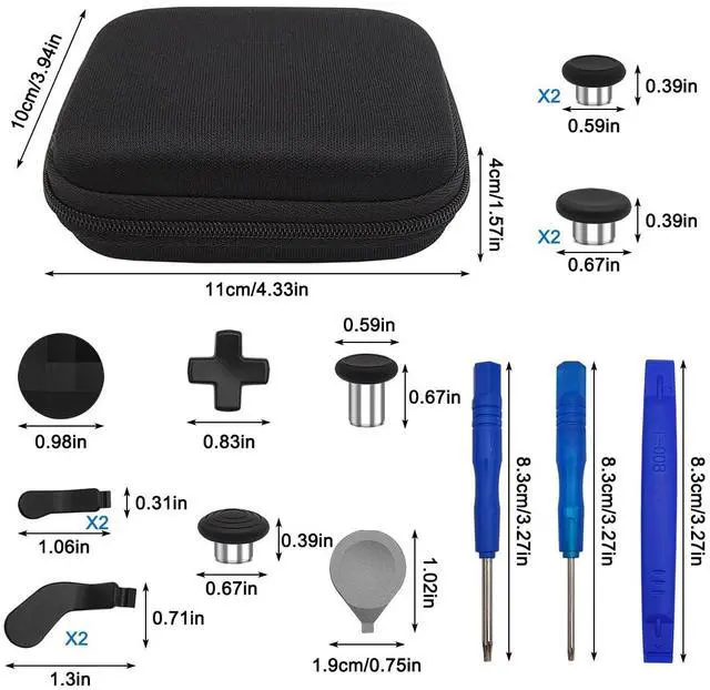 Alt view image 2 of 7 - 17 in 1 Metal Thumbsticks Replacements Accessories Kit Compatible with Xbox One Elite Series 2 Controller, Metal Thumbsticks with 6 Swap Joysticks 2 D-Pads 3 Screwdrivers 4 Paddles 1 Tool 1 Bag