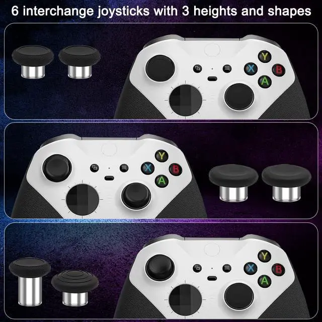 Alt view image 4 of 7 - 17 in 1 Metal Thumbsticks Replacements Accessories Kit Compatible with Xbox One Elite Series 2 Controller, Metal Thumbsticks with 6 Swap Joysticks 2 D-Pads 3 Screwdrivers 4 Paddles 1 Tool 1 Bag