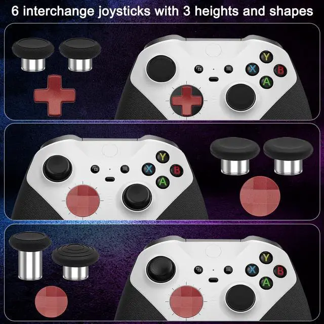 Alt view image 4 of 7 - WERLEO 17 in 1 Metal Thumbsticks Replacements Accessories Kit Compatible with Xbox One Elite Series 2 Controller, Metal Thumbsticks with 6 Swap Joysticks 2 D-Pads 3 Screwdrivers 4 Paddles 1 Tool 1 Bag