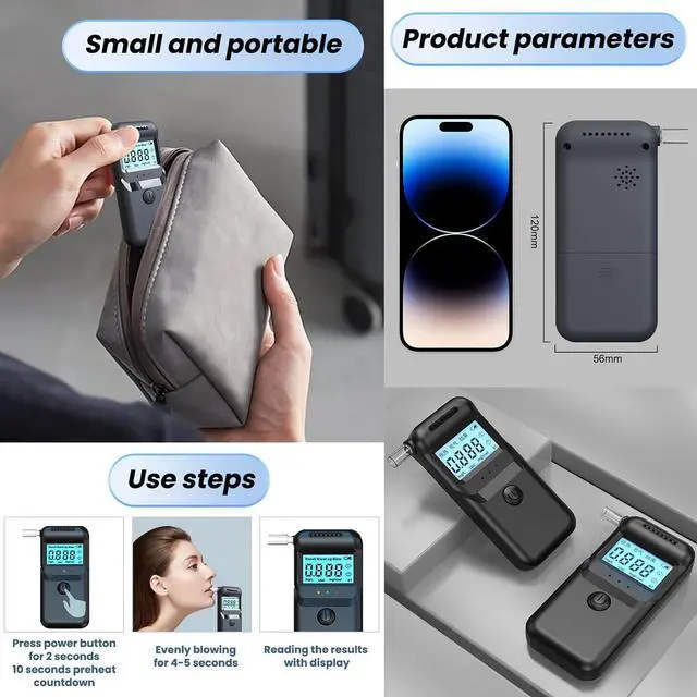 Alt view image 5 of 7 - WERLEO Breathalyzer, Digital Alcohol Precision Breathalyzer with LCD Display, High-Sensitivity Personal Alcohol Tester for Quick and Accurate Results, 20 Reusable Mouthpieces for Home & Party