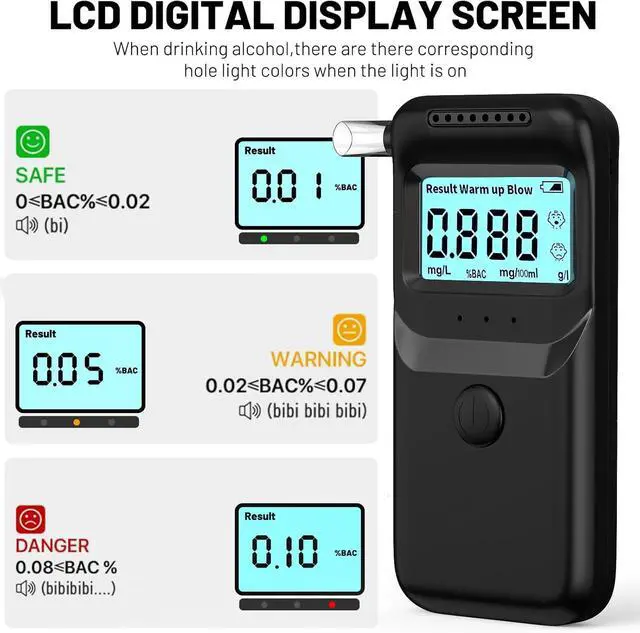 Alt view image 4 of 7 - WERLEO Breathalyzer, Portable Breathalyzer for Alcohol Tests Fast-High-Accuracy Alcohol Breathalyzer Tester with LCD Display and 10Pcs Reusable Mouthpieces for Personal&Professional Use