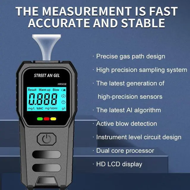 Alt view image 3 of 7 - WERLEO Breathalyzer, Professional 10-Nozzle High Accuracy Breathalyzer with Voice Feedback & LCD Display - Digital Alcohol Tester for Home Use